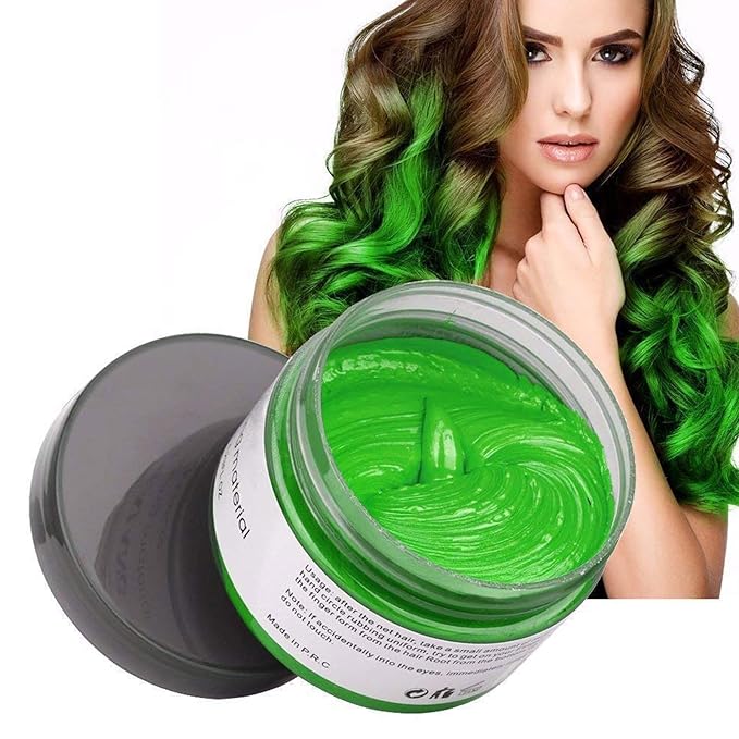 Temporary Hair Wax Color, Green, 4.23 oz - Natural Styling Clay for Cosplay, Party