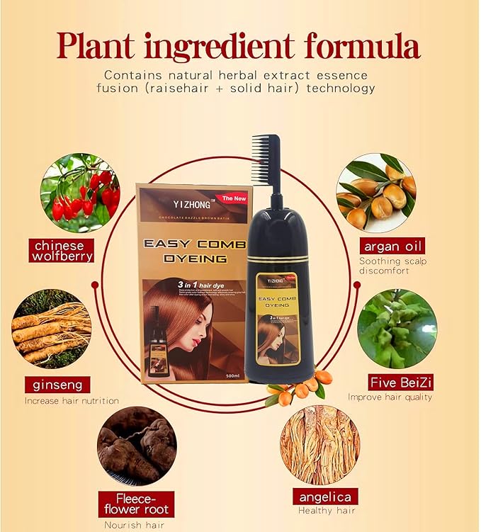 Hair Dye Shampoo Dark Brown Permanent YIZHONG Hair Color For 100% Gray Coverage Women Men Dark Easy Comb Dyeing (coffee)