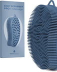 MainBasics Silicone Body Scrubber – Dual-Sided Shower Scrubber with Massage Nodes, Silicone Loofah Alternative for Deep Clean (Dark Blue, Massage)