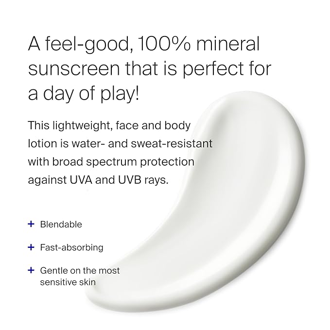 Supergoop! PLAY 100% Mineral Lotion - 1 fl oz - Broad Spectrum SPF 30 Sunscreen for Face & Body - Lightweight, Fast Absorbing + Water-Resistant - With Green Algae