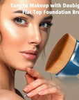 Daubigny Perfect Makeup Brush for Face Blush Foundation Brush for Blending Liquid, Cream or Flawless Powder Cosmetics with Protective Case (Blue)