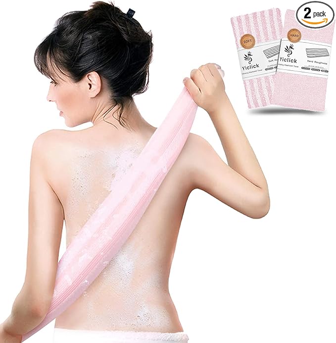 Yiclick Exfoliating Washcloth Towel - Exfoliating Body Scrubber, Loofah Wash Sponge - Korean & Japanse & African Washcloth - Soft + Rough Exfoliating Back Scrubber - for Senstive and Rough Skin