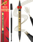 Eyebrow Pen - Microblading eyebrow pencil with Micro-Fork Tip & Precision Tip for Natural Brows, Eyebrow Pencils for Women, Dual-Ended Brow Brush, Waterproof, Light Brown