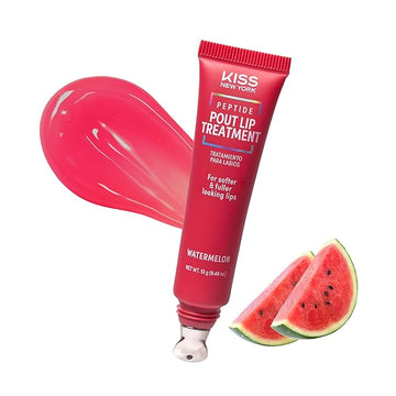 KISS NEW YORK Peptide Lip Treatment, Hydrating & Non-Sticky Tinted Plumping Balm, Shea Butter Castor Oil & Squalane Reduces Look of Fine Lines, Softer & Fuller Lips with Cooling Metal Tip (Watermelon)