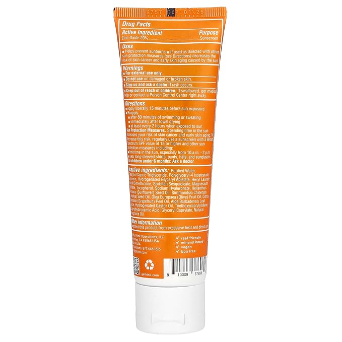 Thinkdaily Mineral Sunscreen, SPF 30 Zinc Oxide Sunscreen with Aloe & Tea Leaves, 3 Fl Oz, Natural, Water Resistant Reef Safe Sunscreen, Broad Spectrum UVA/UVB Sun Screen for Sun Protection