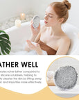 INNERNEED Food-Grade Silicone Body Scrubber Gentle Cleansing Brush with Exfoliating Net Sponge Bath Scrubbing Washcloth Case, More Hygienic and Well Lather (Black Set)
