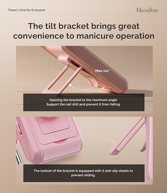 MelodySusie 2 in 1 Professional 35,000 RPM Nail Drill Kit, Coreless Rechargeable SM330G Electric Nail File, Cordless Portable Nail E File for Acrylic Gel Nails Polish Removal, Lightweight & Quiet Pink