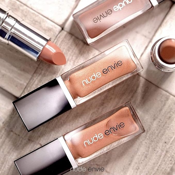 nude envie - Lip Gloss - High-Shine Finish - Moisturizing & Easy Application - Luxury Hydration - Non-Sticky Formula - With Vitamin E & Jojoba Oil - Vegan, Paraben-Free & Cruelty-Free - Affection