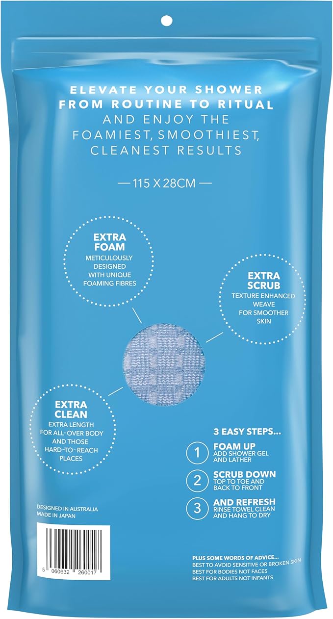 BONDI Exfoliating Washcloth for Smooth Skin - Extra Long - Perfect for Back Scrubbing - Made in Japan