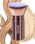 Makeup Brush Kabuki Face Brushes Retractable Travel Blush Brush Portable Flawless for Foundation, Powder Blush, Bronzer, Buffing, Liquid, Cream, Cruelty Free with Cover(Flat-Head)