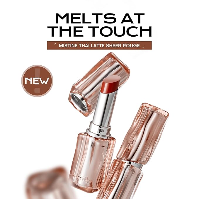 Mistine Lipstick Thai Latte Sheer Aqua Rouge Flowing Plumping Lipstick for Women Non-sticky Hydrating Creamy Finish S04 Long Jetty Lime Soda 3.5g 1 Count