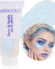 MEICOLY Sparkling Blue Body Glitter,Halloween Face Glitter,Color Changing Glitter Gel for Body,Face,Hair,Lip,Eye,Long Lasting Sequins Glitter Face Paint,Festival Party Glitter Makeup,50ml