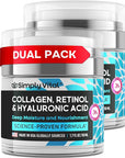 SimplyVital Collagen Face Moisturizer - Anti-Aging Retinol Cream for Face, Neck & Décolleté with Hyaluronic Acid - Made in USA, Daily Moisturizer Face Cream, 2-Pack
