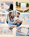 FUNTOUCH Rechargeable Travel Makeup Mirror with 72 Led Lights, Portable Lighted Makeup Mirror, 3 Color Lighting, Dimmable Touch Screen, Type C, Tabletop LED Folding Cosmetic Vanity Mirror