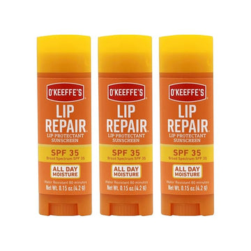 O'Keeffe's Lip Repair SPF 35 Lip Balm - Stick (3 Pack) - Sun-Safe Moisturizer for Extremely Cracked, Dry Lips