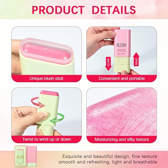 Blush Stick, Cream Blush Stick for Cheeks &