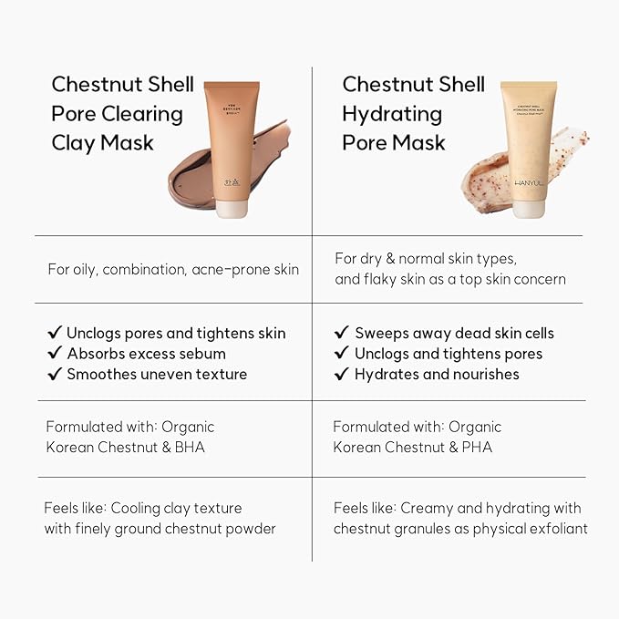 Hanyul Chestnut Shell Pore Clearing Clay Mask | Wash Off type, Deep Cleansing for Oily Skin with Mud & BHA, Refining and Smoothing, Korean Skincare, 3.39 fl.oz.