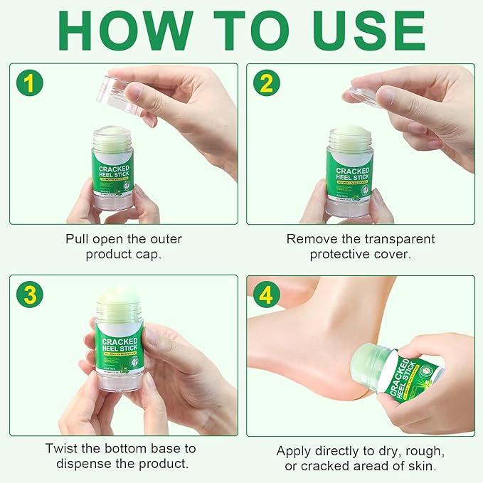 Heel Balm for Dry Cracked Feet (Aloe Vera), Urea Cream 60% Foot Balm Stick for Cracked Heel Repair - Moisturizes, Exfoliates, and Softens Dry, Thickened Skin, Callus Remover for Feet