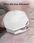 iTokGoK® Premium Silver-Infused Double-Sided Design 2-in-1 Silicone Body Scrubber for Men,Body Buffer Scrubber for Sensitive Skin, Ergonomic No-Slip Handle, Long-Lasting & Easy to Clean - White