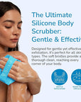 Silicone Body Scrubber - Exfoliating Bath Brush and Skin Cleanser - Shower Sponge for Gentle Body Scrub and Wash - Silicone Scrubbing Care Tool for a Refreshed and Renewed You - Blue