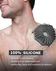 iTokGoK® Premium Silver-Infused 2-in-1 Silicone Body Scrubber, Double-Sided Design Body Brush Body Scrubber Exfoliating Body Brushes forSensitive Skin for Showering, Silicone Loofah - Gray
