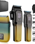 Professional Barber Hair Clippers Trimmer Shaver Set for Men,Cordless Hair Cutting Kit & Zero Gap T-Blade Trimmer & 8500 RPM Electric Shaver Combo with EVA Case,Mens Gift