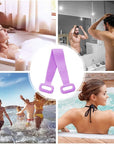 Inmorven Exfoliating Back Scrubber for Shower with Handles, 30 Inch Double-Sided Back Exfoliator Body Scrub Towel, Exfoliating Washcloth Bath Tool for use in Shower, Clean Skin for Men & Women(Purple)
