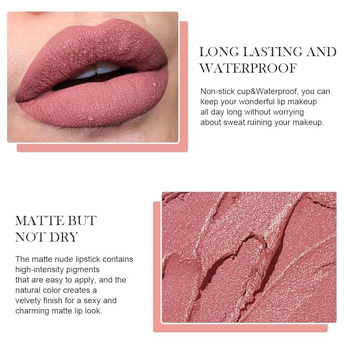 BINGBRUSH Lip Crayon Matte Longwear Lipstick Pack Set,Moisture Smooth Color Stick Ultimate Lip Crayon for Makeup Collection - Waterproof Velvet Lipgloss (2pcs 04#&07#, 2 Count (Pack of 1))
