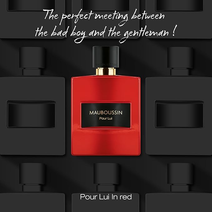 Mauboussin - Pour Lui In Red 100ml (3.3 Fl Oz) - Eau de Parfum for Men - Woody & Spicy Scents