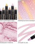 Kaely 2Pcs Cream Eyeshadow Stick Set for Eyes,Pink & Light Purple Shimmer Pen,Eye Brightener Halloween Makeup,sombras para ojos,Smooth Eye Shadow Highlighter Crayon Pencil Waterproof,07+08