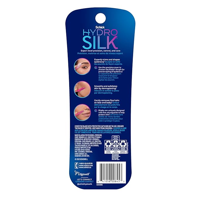 Schick Hydro Silk Touch-Up Dermaplaning Tool with Precision Cover, 9ct | Dermaplane Razor, Face Razors for Women, Peach Fuzz Remover