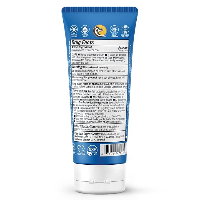 Badger Reef Safe Sunscreen, Unscented SPF 40 Sport Mineral Sunscreen, 98% Organic, Water Resistant Zinc, Approved for Hawaii & Mexico Reefs, 2.7 fl oz, 3-Pack