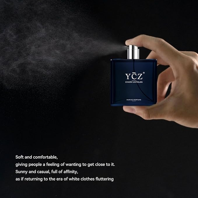 Ycz Charm Unfolds Marine Perfume for Men, 1.7 oz. Long Lasting Eau De Parfum Cologne For Men, Oriental Woody Fragrance - Ideal Special Occasions, Making it the Ideal gentlemen’s Gift