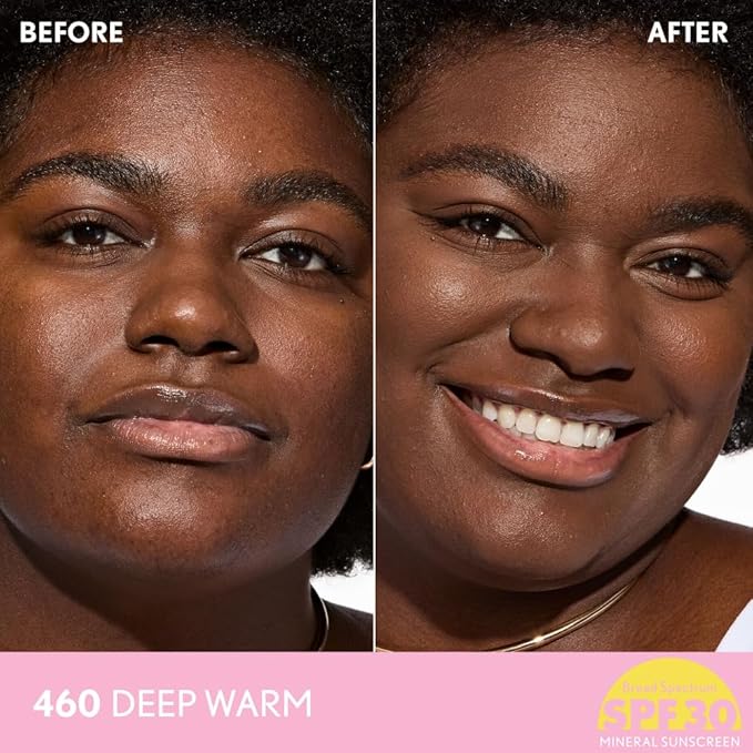 COVERGIRL Clean Fresh Blurring Skin Tint with SPF 30, 460 Deep Warm, Liquid Foundation, Soft Matte Finish, Smooths, Brightens, Blurs Pores, Mineral Sunscreen, Vegan Formula