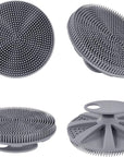 INNERNEED Food-Grade Soft Silicone Body Scrubber Shower Brush Handheld Cleansing Skin Brush, Gentle Exfoliating and Lather Well (Gray)
