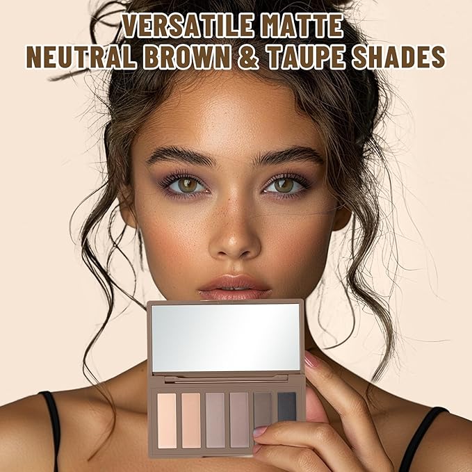 6 Colors Mini Naked Eyeshadow Makeup Palette Neutral Nude Smoky Eye Shadow Taupe & Brown Matte Make Up Pallet with Mirror Highly Pigmented Long Lasting Waterproof Travel Size Gift Kit 01