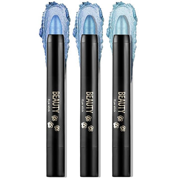 Boobeen 3PCS Cream Eyeshadow Pencil Crayon Waterproof Brightener Stick Shimmer Pen Create Glitter Eye Makeup, Easy to Use
