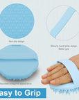 Silicone Body Scrubber, Body Wash Scrubber, Shower Scrubber for Body, Non-Slip Handle for Easy Cleaning, Travel Friendly (Blue)