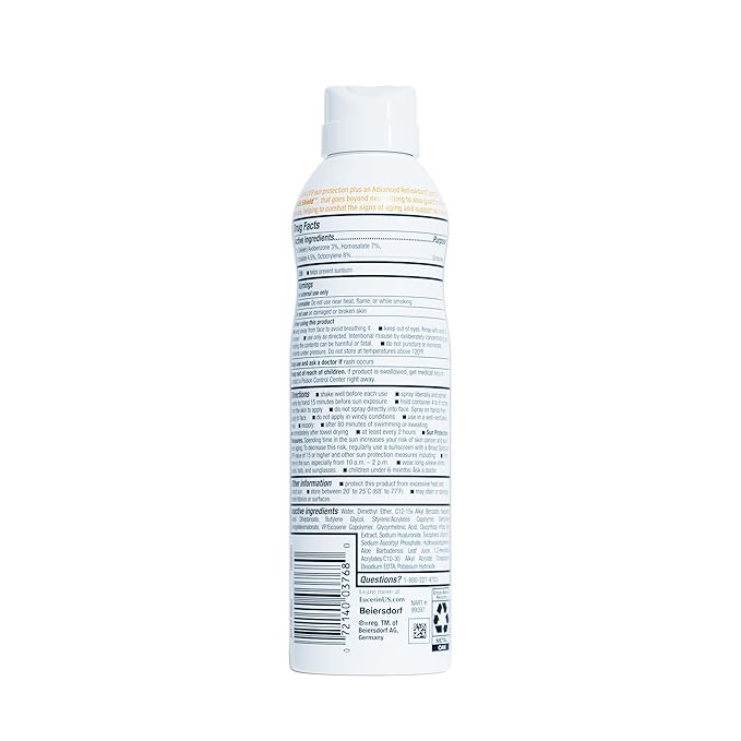 Eucerin Advanced Hydration SPF 30 Sunscreen Spray, Lightweight Sunscreen Lotion Spray, Hypoallergenic, Fragrance Free and Alcohol Free, 6 Oz Spray Bottle