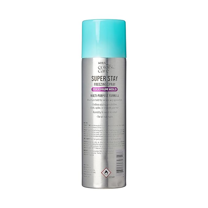 KISS COLORS & CARE Maximum Hold 2-in-1 Super Stay Freezing Spray, 11.1 oz. - Daily Hair Styling, Safe on Skin & Hair, Easy Wash Out, Humidity Resistant, Sweat Resistant, Spring Floral Scent