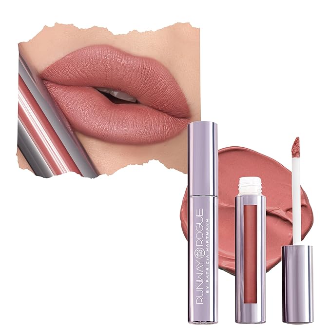 Runway Rogue Velvet Glam Liquid Lipstick, Almost-Matte Terra-Cotta Lipstick with a Hint of Spice, ‘Photogenic’