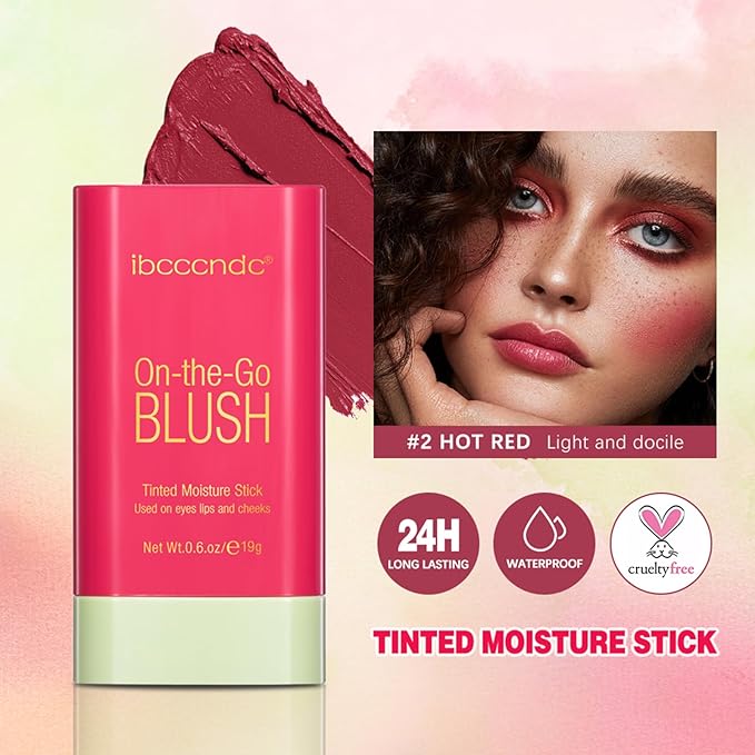 MEICOLY Multi Use Makeup Blush Stick,On-the-Go 2-in-1 Lip