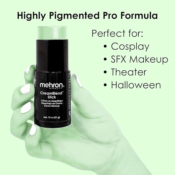 Mehron Makeup CreamBlend Stick | Face Paint, Body (Pastel Green) 75 oz
