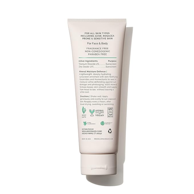 MDSolarSciences Mineral Moisture Defense SPF 50 Sunscreen for Body and Face – Water-Resistant Broad-Spectrum UV Protection – Zinc Oxide, Helps Restore Skin’s Natural Moisture Barrier, 3.4 Fl Oz
