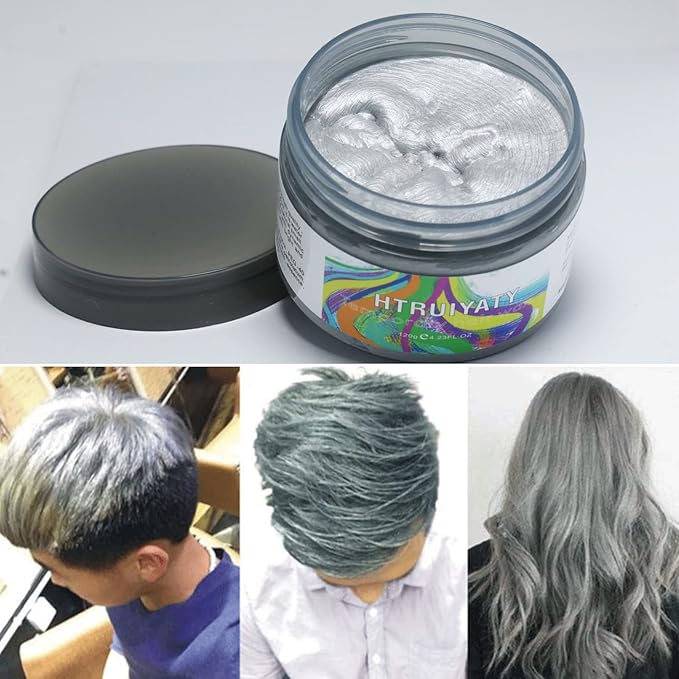 Temporary Grey Hair Color Wax,Natural Hair Spray Color Washable For Kids Women Men For Dark Light Hair Hairstyle Cosplay Halloween Party Christmas Diy Hairstyle
