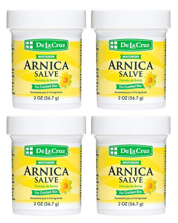 De La Cruz Arnica Salve - Foot Cream for Dry Cracked Heels and Feet - Moisturizing Hand Salve for Dried Hands - 24 Hour Moisture Foot Cream for Dry Cracked Feet and Rough Skin - (2 Ounces - 4 Jars)