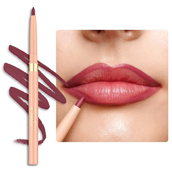 Oulac Pink Retractable Lipliner Pencil 2in1 Waterproof Makeup Crayon for Lip Liner and Eye Liner, Smooth and Creamy, Long Lasting Matte Finish, Vegan Beauty, 05 Dried Rose
