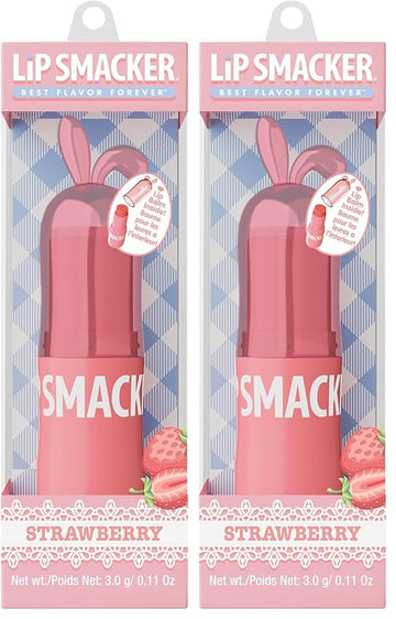 Lip Smacker Bunny Lip Balm, Moisturizing & Hydrating Lip Care, Fun & Collectible Easter Gift for Kids & Lip Balm Lovers - Strawberry (Pack of 2)