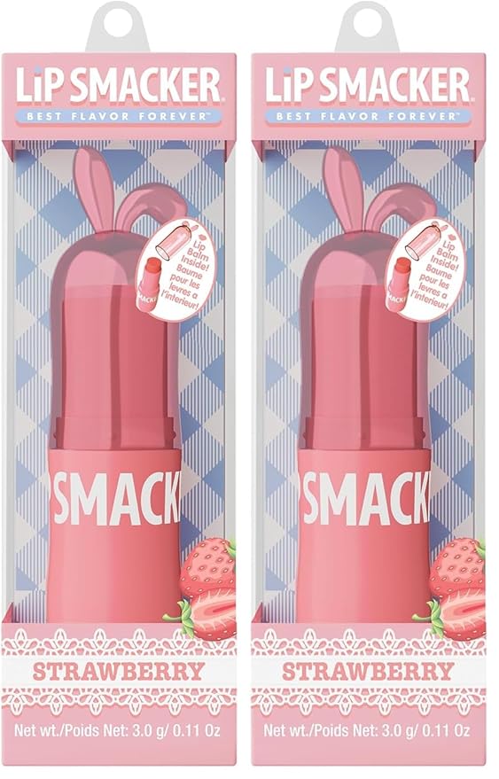 Lip Smacker Bunny Lip Balm, Moisturizing & Hydrating Lip Care, Fun & Collectible Easter Gift for Kids & Lip Balm Lovers - Strawberry (Pack of 2)