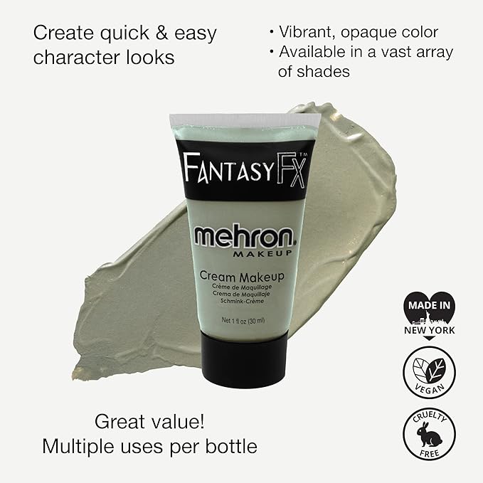 Mehron Makeup Fantasy FX Cream Makeup | Water Based | Halloween | Zombie Flesh Face Paint & Body Paint For Adults 1 fl oz (30ml) (Zombie Flesh)